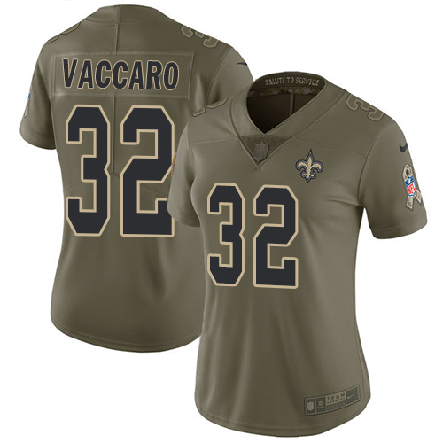 Nike Saints #32 Kenny Vaccaro Olive Women's Stitched NFL Limited Salute to Service Jersey